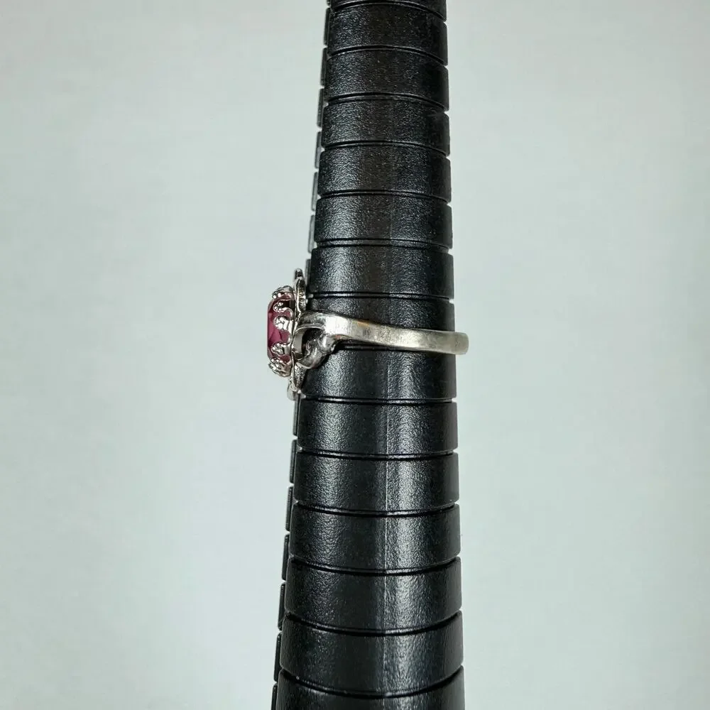 SETA 925 Sterling Silver w Pink Stone Oval Ring 5.5 Size 1.81g